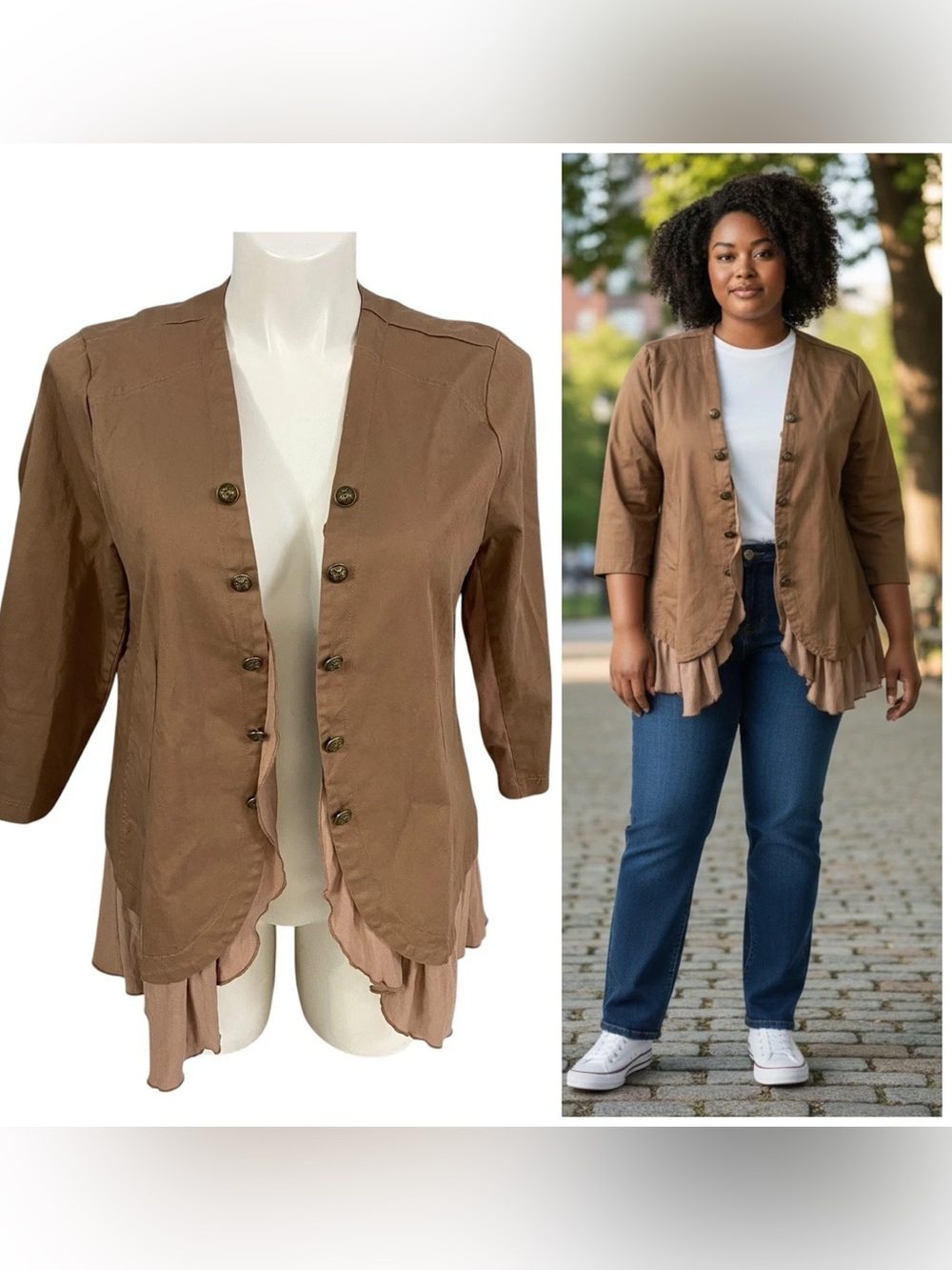 Torrid Taupe Stretch Twill Military Peplum Jacket/Blazer